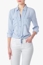 7 For All Mankind Two Pocket Slim Boyfriend Button Front Shirt In Crystal Blue