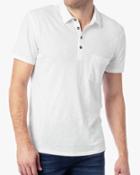 7 For All Mankind Men's Short Sleeve Raw Placket Polo In White