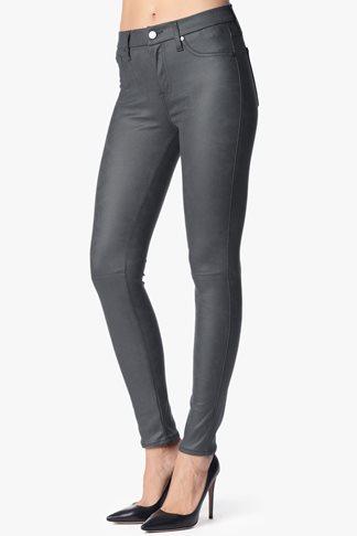 7 For All Mankind The Seamed Skinny Contour In Leather-like Dark Grey