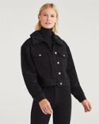 7 For All Mankind Women's Jacket With Faux Fur In Over Dyed Black