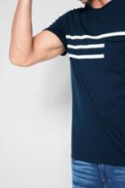 7 For All Mankind Short Sleeve Tri Stripe Pocket Tee In Navy