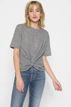 7 For All Mankind Knotted Front Tee In Heather Grey