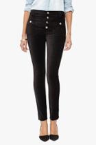 7 For All Mankind The Skinny With Exposed Buttons In Black Velvet