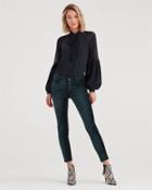 7 For All Mankind Velvet Ankle Skinny In Blackended Emerald