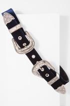 7 For All Mankind B-low The Belt Bri Bri Velvet Belt In Navy And Silver
