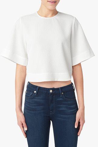 7 For All Mankind Bell Sleeve Textured Top In Blanc De Blanc