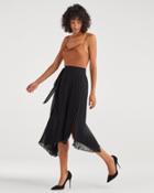 7 For All Mankind Women's Pleated Double Slit Wrap Skirt In Jet Black