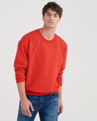 7 For All Mankind Mankind Flat Embroidery Crewneck In High Risk Red