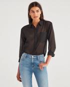 7 For All Mankind Women's Knot Front Button Up In Jet Black