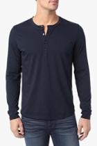 7 For All Mankind Long Sleeve Henley In Midnight Navy