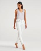 7 For All Mankind Women's The High Waist Ankle Skinny With Rainbow Fringe In Runway White Fashion