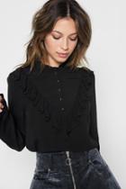 7 For All Mankind Ruffle Blouse In Black