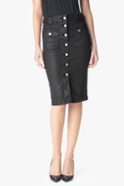 7 For All Mankind Button Front Midi Pencil Skirt In Luxe Jeather