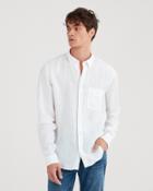 7 For All Mankind Long Sleeve Linen Front Pocket Shirt In Cloud White