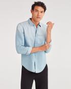 7 For All Mankind Men's Roadster Long Sleeve Button Up Shirt In Luxe Linen Chambray