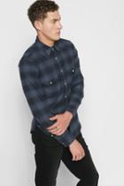 7 For All Mankind Long Sleeve Western Shirt In Navy