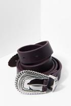 7 For All Mankind Wyatt Belt In Oxblood And Silver