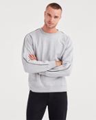 7 For All Mankind Men's Stripe Sleeve Sweatshirt In Heather Grey