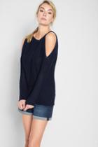 7 For All Mankind Cold Shoulder Dolman Sweater In Navy