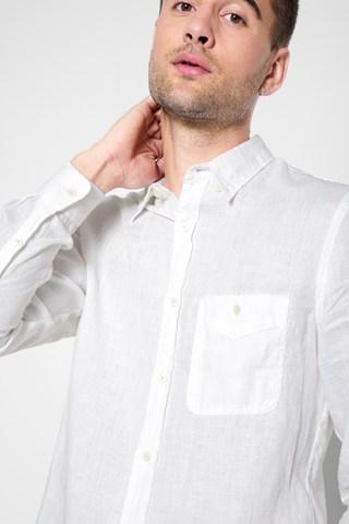 7 For All Mankind Long Sleeve Oxford Linen Shirt In Summer White