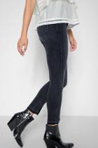 7 For All Mankind Ankle Skinny With Seams And Front Splits In Vintage Noir