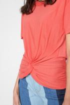 7 For All Mankind Knotted Front Tee In Poppy