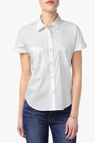7 For All Mankind Poplin Shirt In Blanc De Blanc