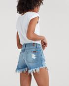 7 For All Mankind High Waist Cut Off Short With Scallop Raw Hem In Vintage Wythe