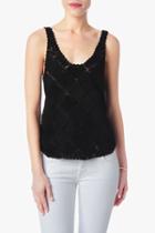 7 For All Mankind Sueded Crochet Tank In Black