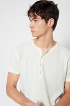 7 For All Mankind Short Sleeve Thermal Henley In Ecru