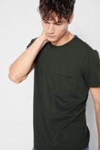 7 For All Mankind Short Sleeve Raw Pocket Crew In Dark Army