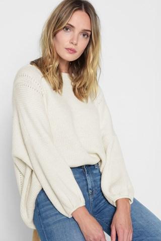 7 For All Mankind Ribbed Pullover In Natural
