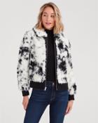 7 For All Mankind Curly Sherpa And Leather Jacket In Black And Cream