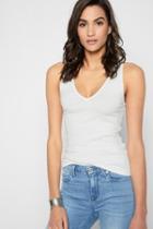 7 For All Mankind Ribbed V-neck Tank In White
