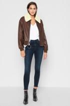 7 For All Mankind Leather Bomber With Sherpa In Cognac