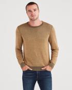 7 For All Mankind Plaited Crewneck Sweater In Camel