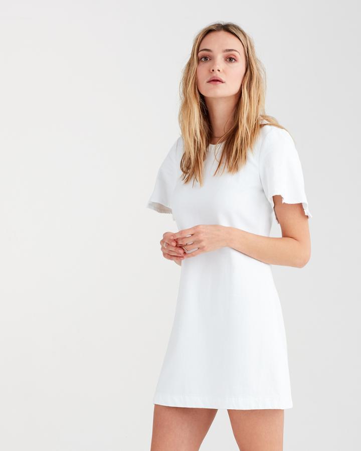 7 For All Mankind Popover Dress With Kick Sleeves In White Fashion