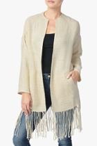 7 For All Mankind Fringe Cocoon Coat In Cream