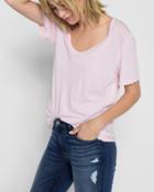 7 For All Mankind Women's Curved Neck Tee In Pink Sunrise