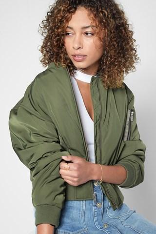 7 For All Mankind Zip Front Casual Bomber In Pickle