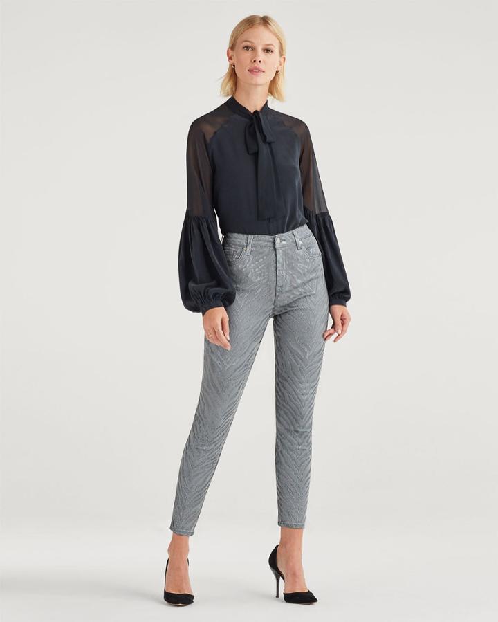 7 For All Mankind Women's High Waist Ankle Skinny In Metalic Zebra