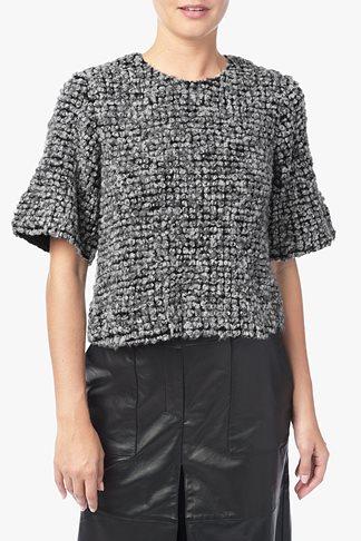 7 For All Mankind Boucle Sweater In Charcoal Grey
