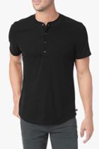 7 For All Mankind Short Sleeve Thermal Henley In Black