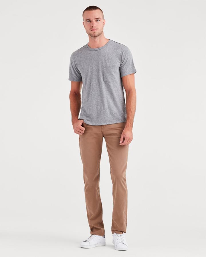 7 For All Mankind Men's Total Twill The Straight With Clean Pocket In Rich Khaki