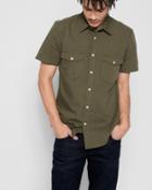 7 For All Mankind Men's Short Sleeve Military Shirt In Army