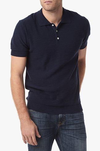 7 For All Mankind Short Sleeve Lightweight Polo In Authentic Navy