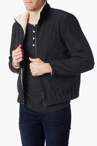 7 For All Mankind Nylon Sherpa Jacket In Black