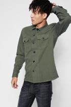 7 For All Mankind Long Sleeve Military Shirt In Fatigue