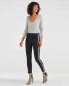 7 For All Mankind Women's B(air) High Waist Ankle Skinny With White Snake Side Stripe In Coated Black