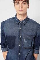 7 For All Mankind Long Sleeve Shadow Pocket Shirt In Indigo